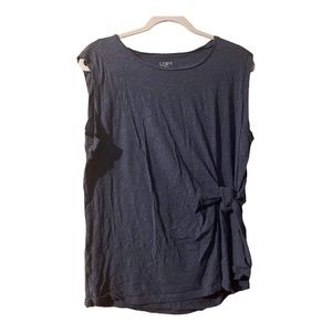 Loft Outlet Short Sleeve Side Knot Gray Shirt Round Neck size XL